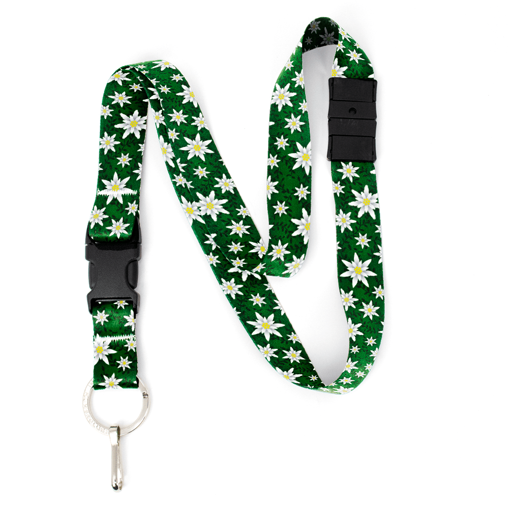 Buttonsmith Edelweiss Breakaway Lanyard - With Buckle And Flat Ring 