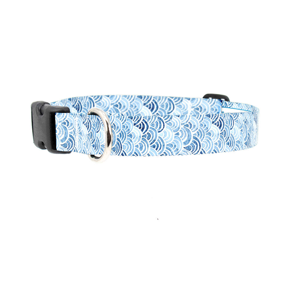 Blue Scallops Dog Collar - Made in USA