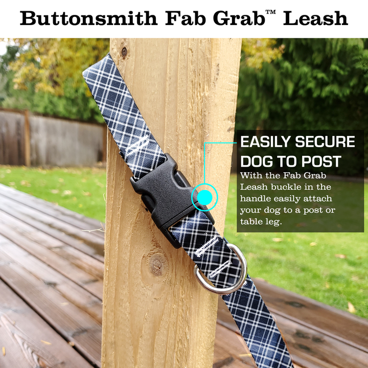 Drummond Grey Plaid Fab Grab Leash - Made in USA