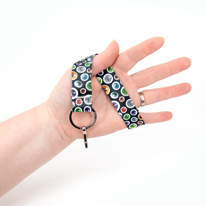 The Eyes Have It Wristlet Lanyard - Short Length with Flat Key Ring and Clip - Made in the USA