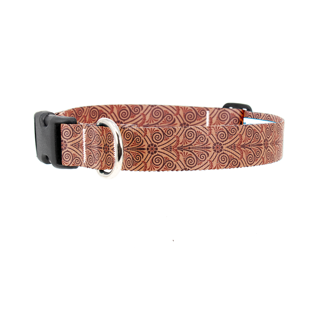 Terra Cotta Greek Swirls Dog Collar - Made in USA