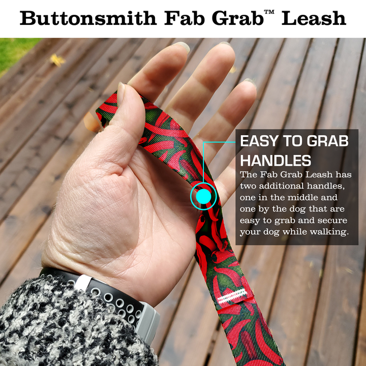 Chili Peppers Green Fab Grab Leash - Made in USA