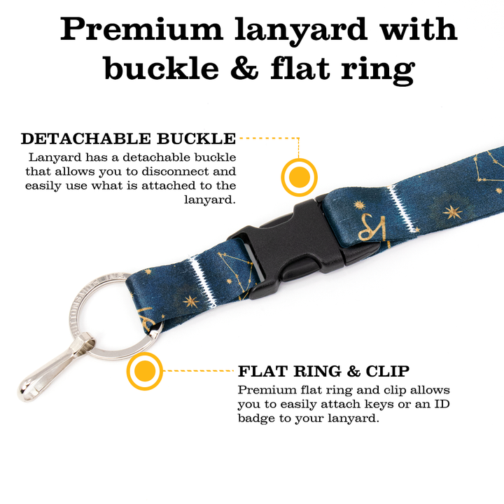 Capricorn Zodiac Breakaway Lanyard - with Buckle and Flat Ring - Made in the USA