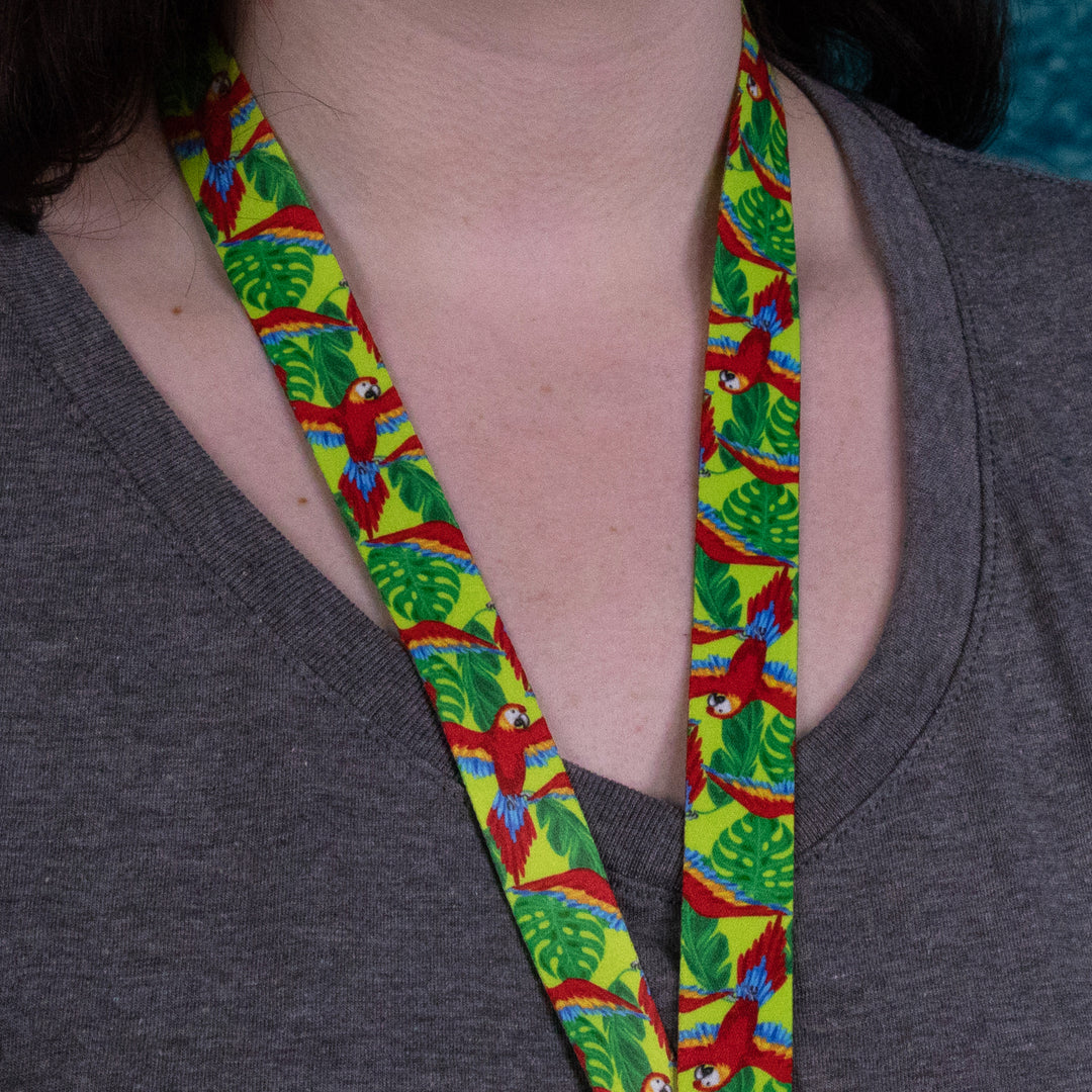 Buttonsmith Scarlet Macaw Lanyard Made in USA - Buttonsmith Inc.