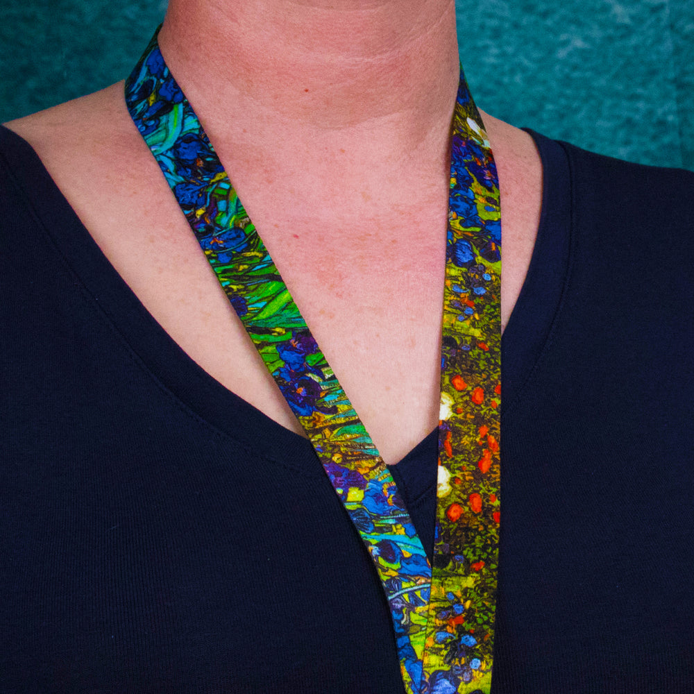 Buttonsmith Van Gogh Irises Lanyard - Made in USA - Buttonsmith Inc.