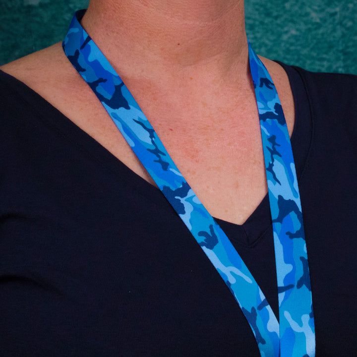 Buttonsmith Blue Camo Lanyard - Made in USA - Buttonsmith Inc.