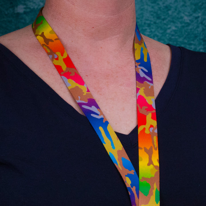 Buttonsmith Rainbow Camo Custom Lanyard Made in USA - Buttonsmith Inc.