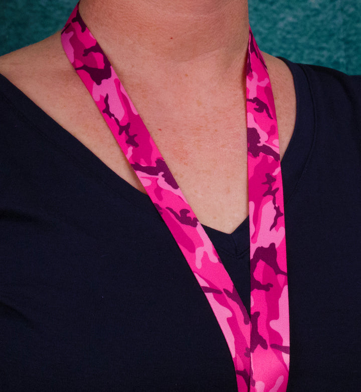 Buttonsmith Pink Camo Custom Lanyard Made in USA - Buttonsmith Inc.