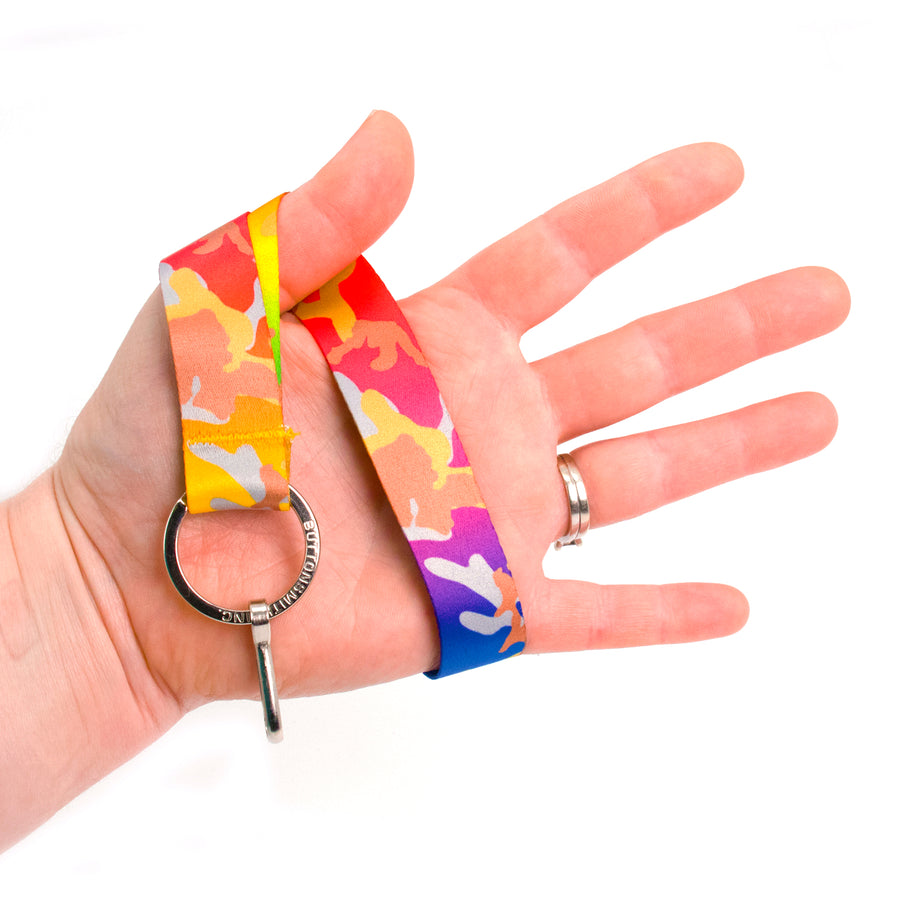 Buttonsmith Rainbow Camo Wristlet Lanyard Made in USA - Buttonsmith Inc.