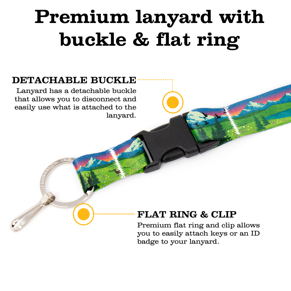 Mountain Views Breakaway Lanyard - with Buckle and Flat Ring - Made in the USA