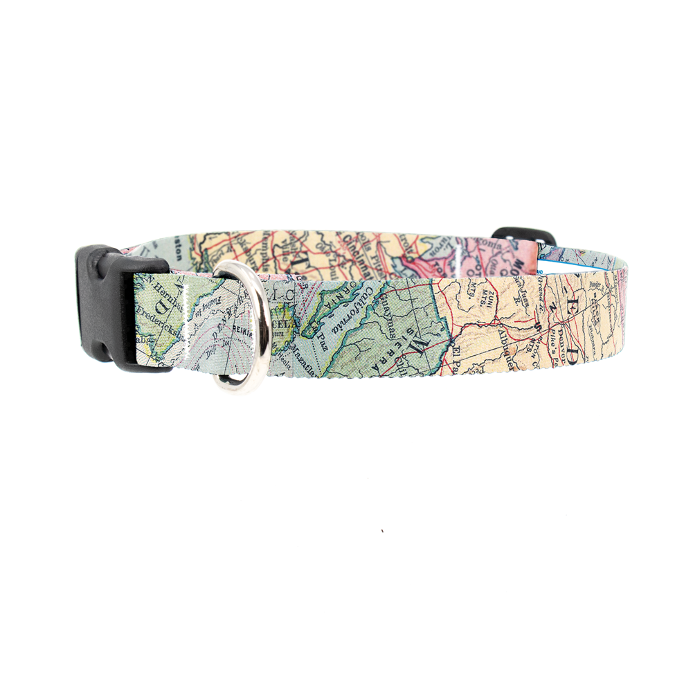 Map Dog Collar - Made in USA