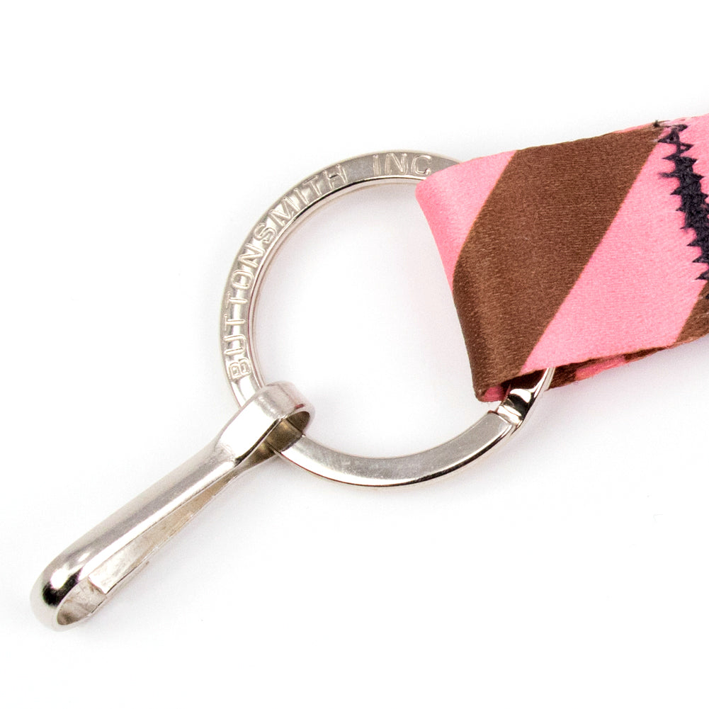 Buttonsmith Cocoa Pink Dots Wristlet Lanyard Made in USA - Buttonsmith Inc.