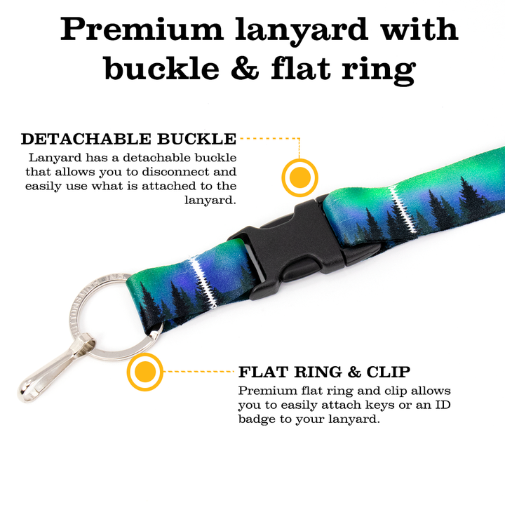 Northern Lights Premium Lanyard - with Buckle and Flat Ring - Made in the USA