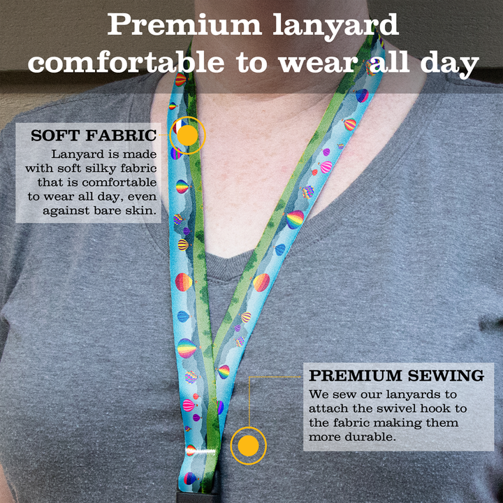 Hot Air Ride Premium Lanyard - with Buckle and Flat Ring - Made in the USA