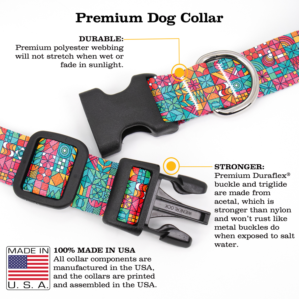 Geo Tiles Dog Collar - Made in USA