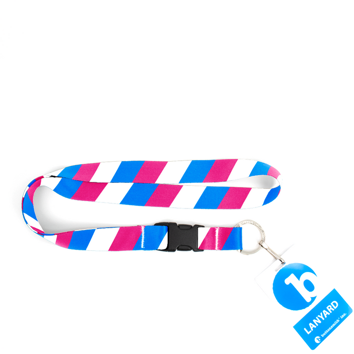 Transgender Pride Premium Lanyard - with Buckle and Flat Ring - Made in the USA