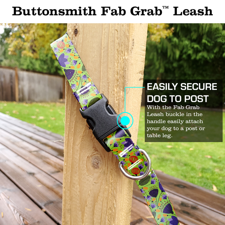 Green & Purple Flowers Fab Grab Leash - Made in USA