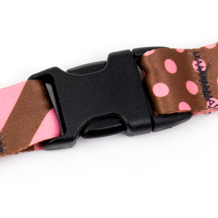 Buttonsmith Cocoa Pink Dots Breakaway Lanyard - Made in USA - Buttonsmith Inc.