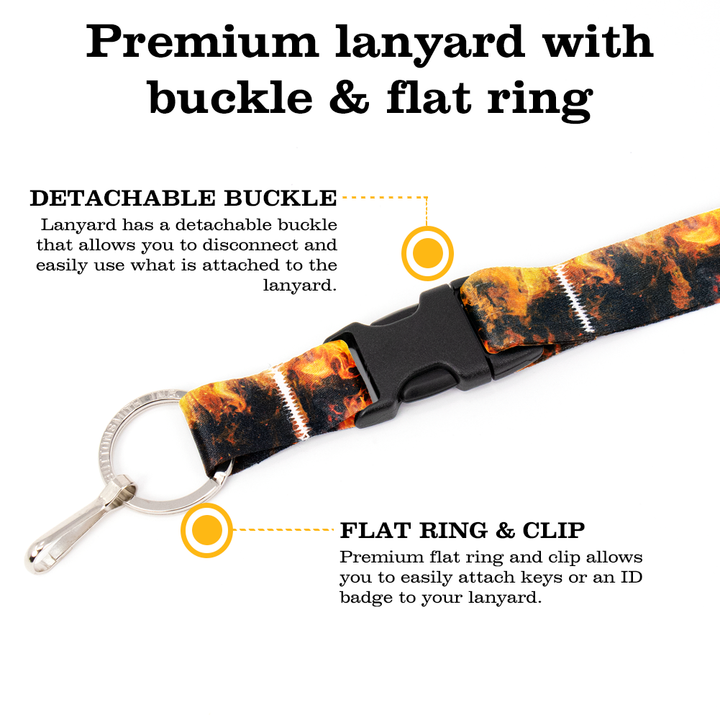 Bonfire Premium Lanyard - with Buckle and Flat Ring - Made in the USA