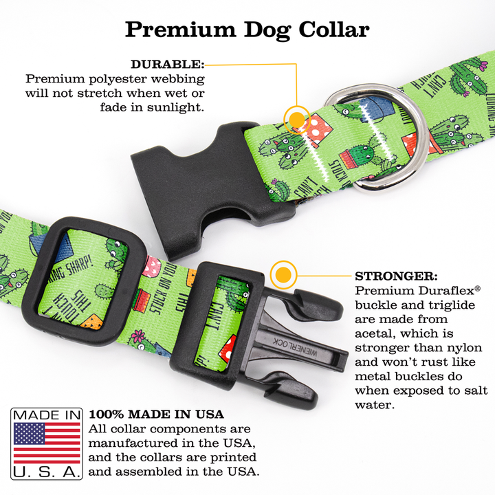 Cutie Cacti Green Dog Collar - Made in USA