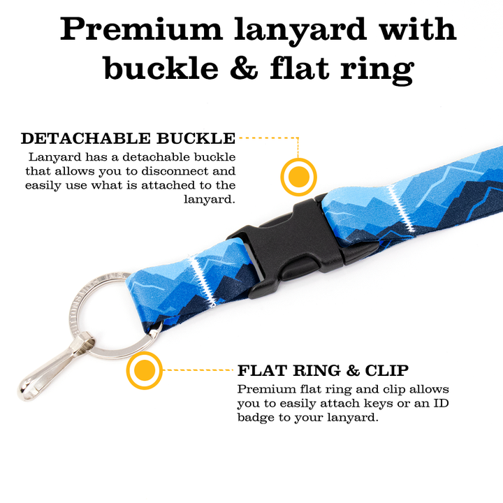 Blue Mountains Premium Lanyard - with Buckle and Flat Ring - Made in the USA