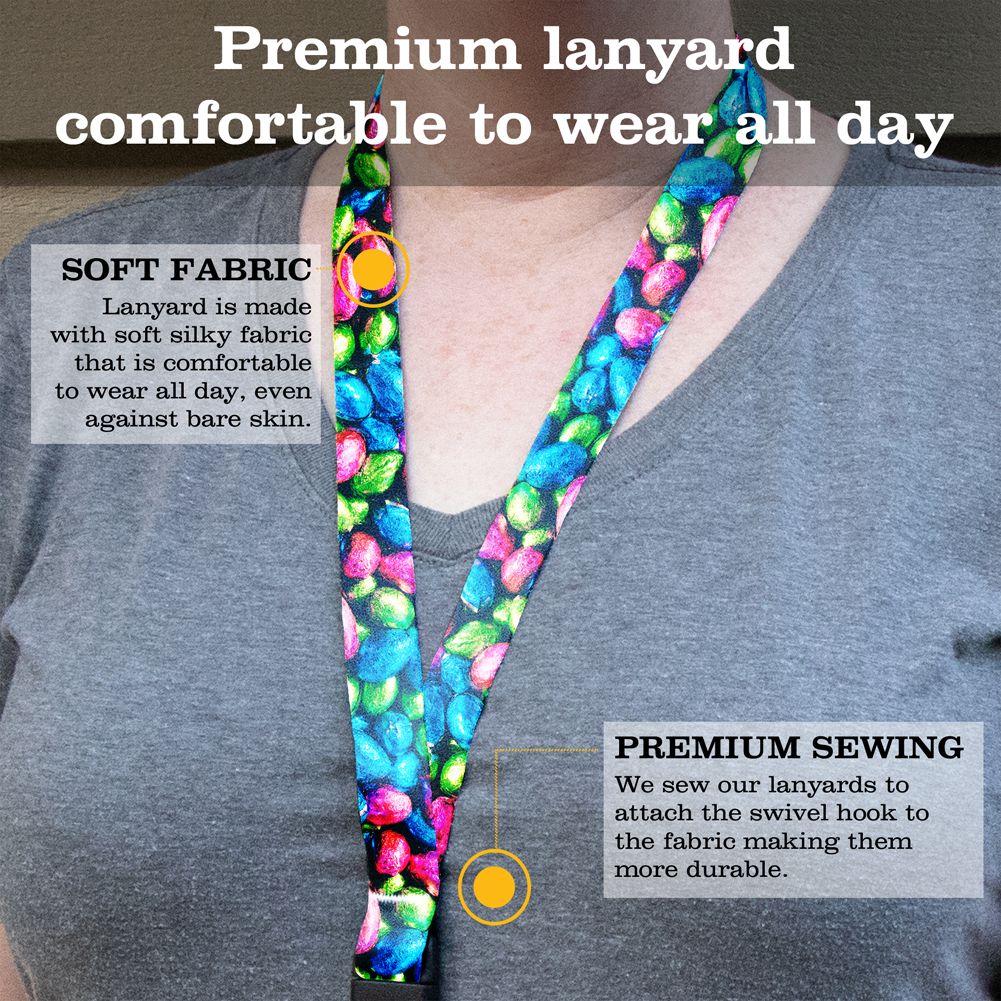 Chocolate Eggs Premium Lanyard - with Buckle and Flat Ring - Made in the USA