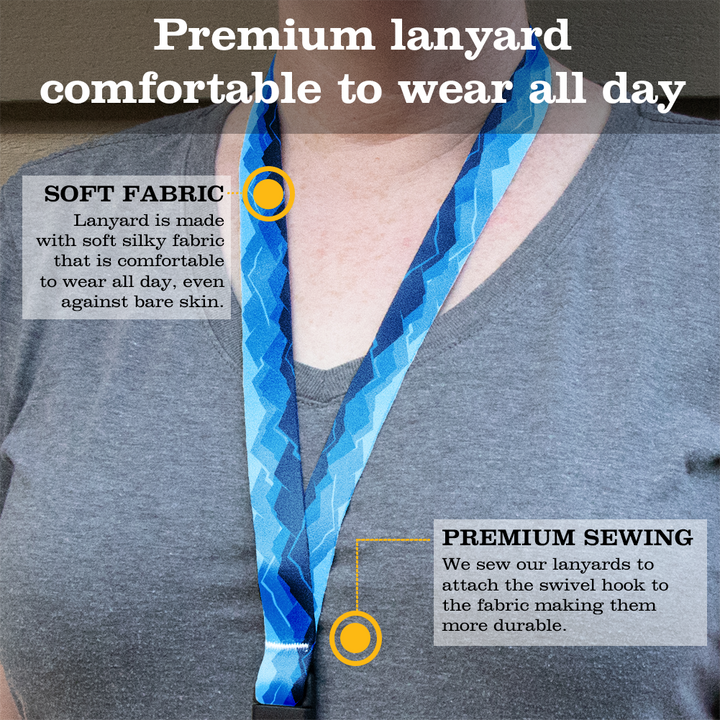 Blue Mountains Premium Lanyard - with Buckle and Flat Ring - Made in the USA