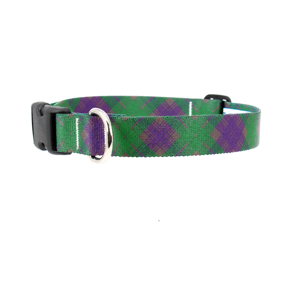 Buttonsmith Tyneside Purple Plaid Dog Collar - Fadeproof Printing ...