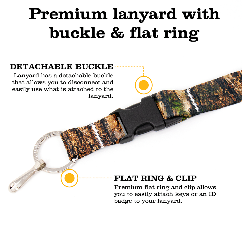 Cedar Bark Breakaway Lanyard - with Buckle and Flat Ring - Made in the USA