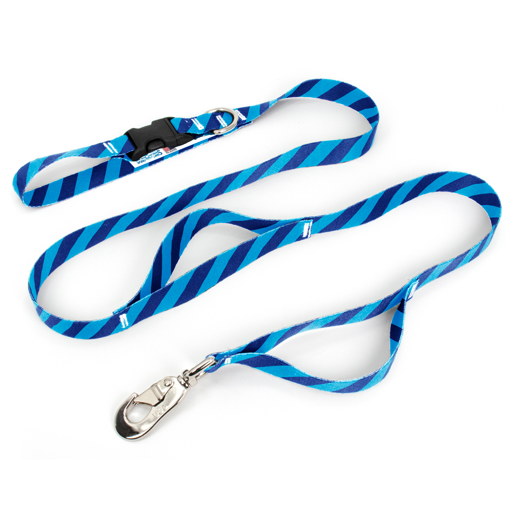 Stripes Blue Fab Grab Leash - Made in USA