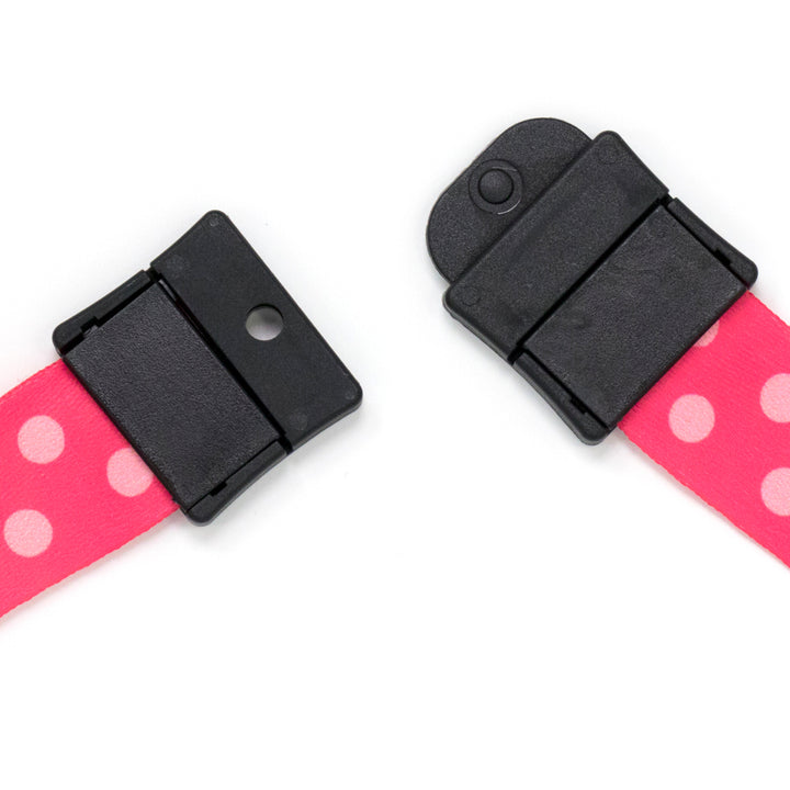 Buttonsmith Pink Dots Breakaway Lanyard - Made in USA - Buttonsmith Inc.