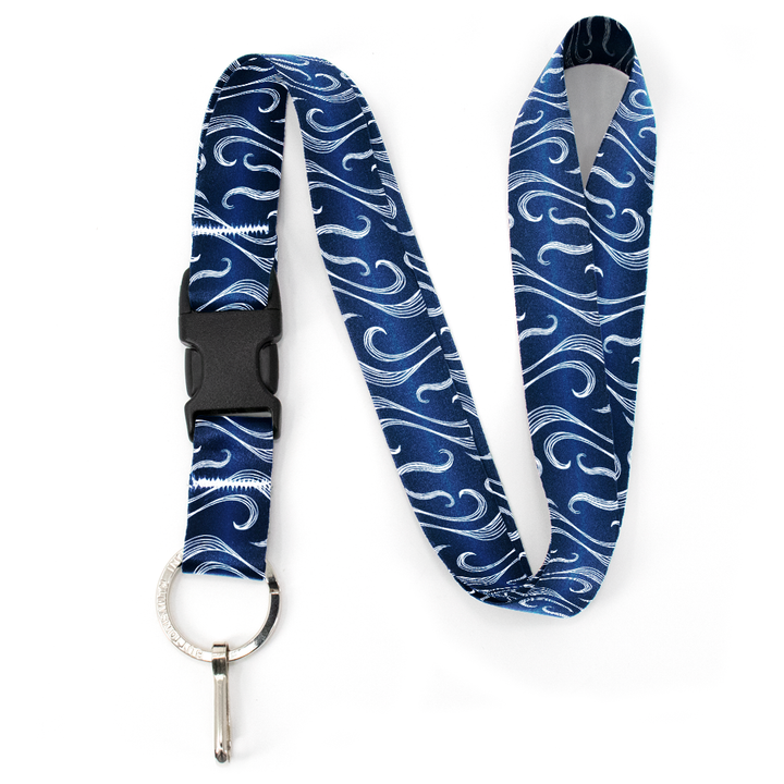 Blue Currents Premium Lanyard - with Buckle and Flat Ring - Made in the USA