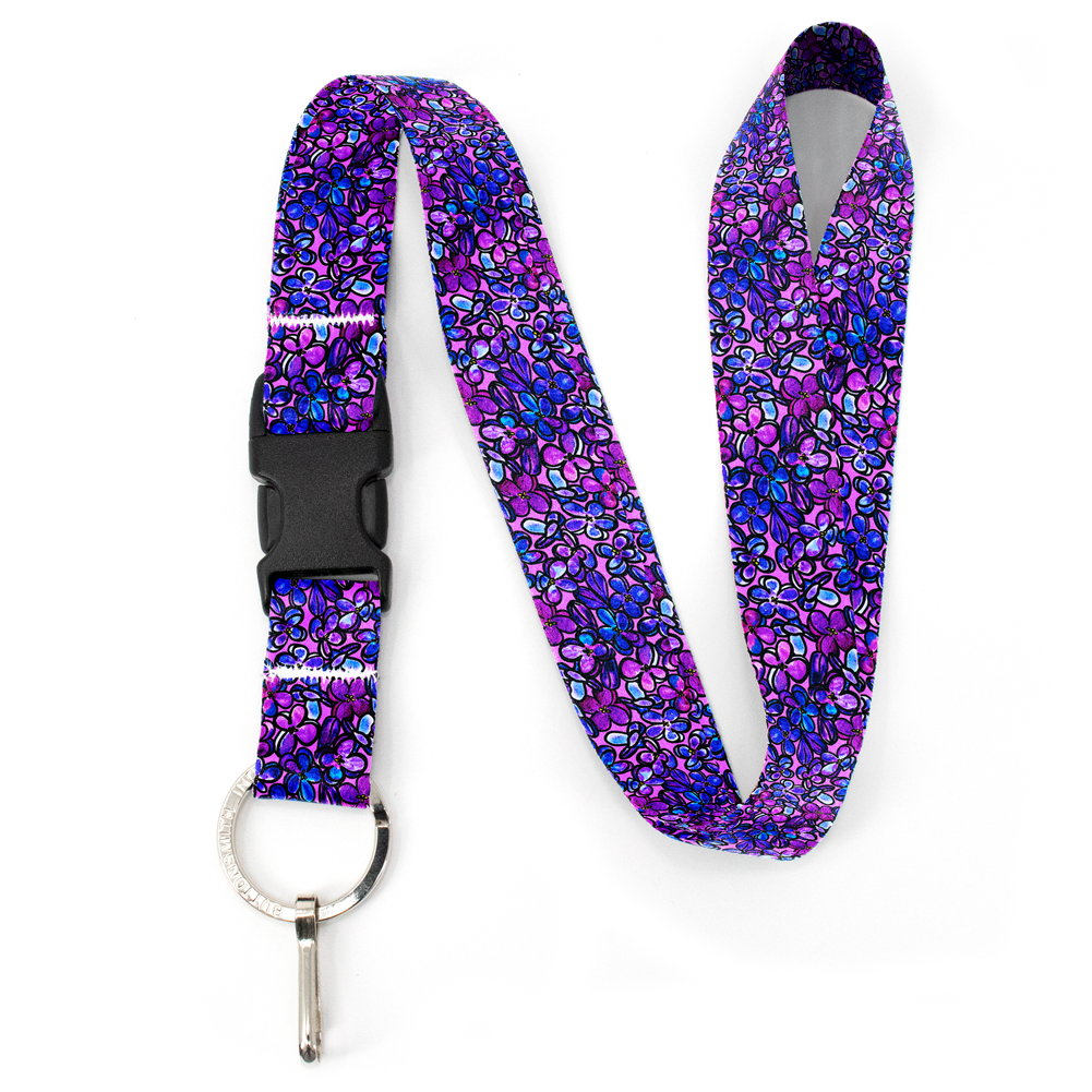 Buttonsmith Lilacs Premium Lanyard - with Buckle and Flat Ring - Made ...