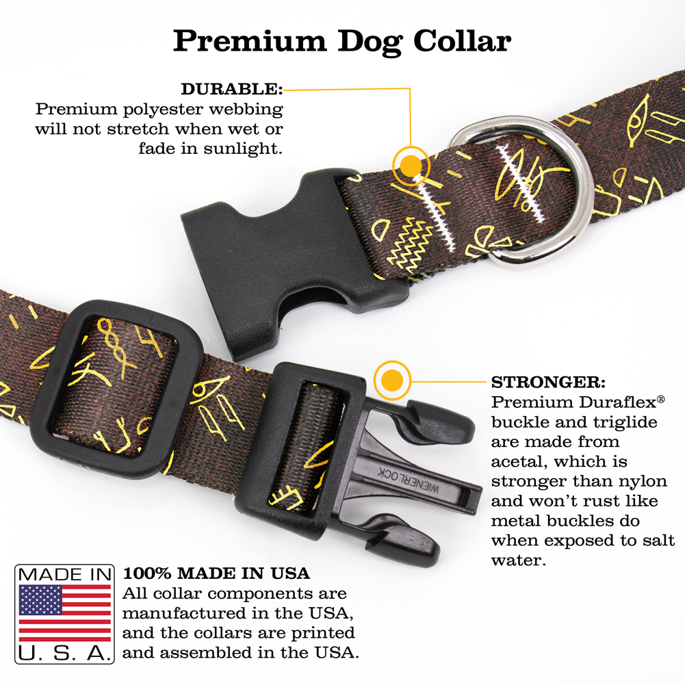 Egyptian Hieroglyphics Dog Collar - Made in USA