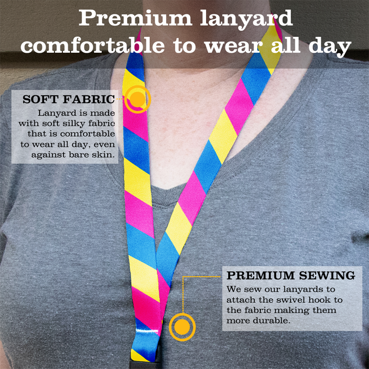 Pan Sexual Pride Breakaway Lanyard - with Buckle and Flat Ring - Made in the USA