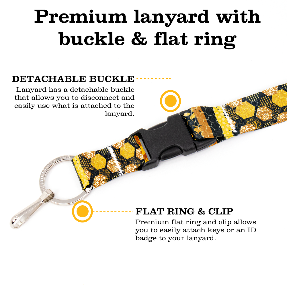 Hive Heaven Breakaway Lanyard - with Buckle and Flat Ring - Made in the USA