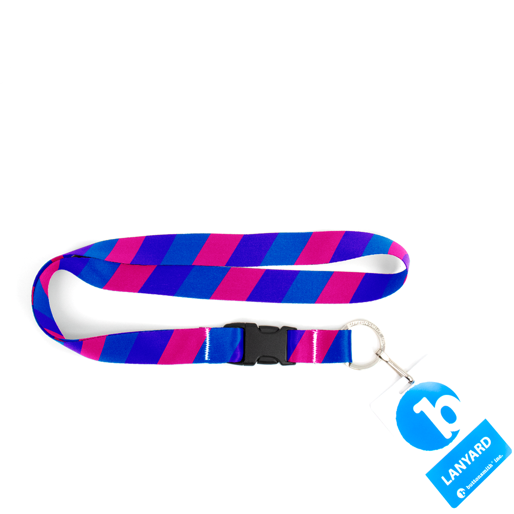 Bisexual Pride Premium Lanyard - with Buckle and Flat Ring - Made in the USA