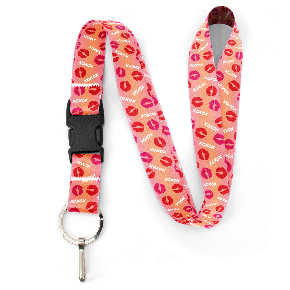 Kisses Blush Premium Lanyard - with Buckle and Flat Ring - Made in the USA