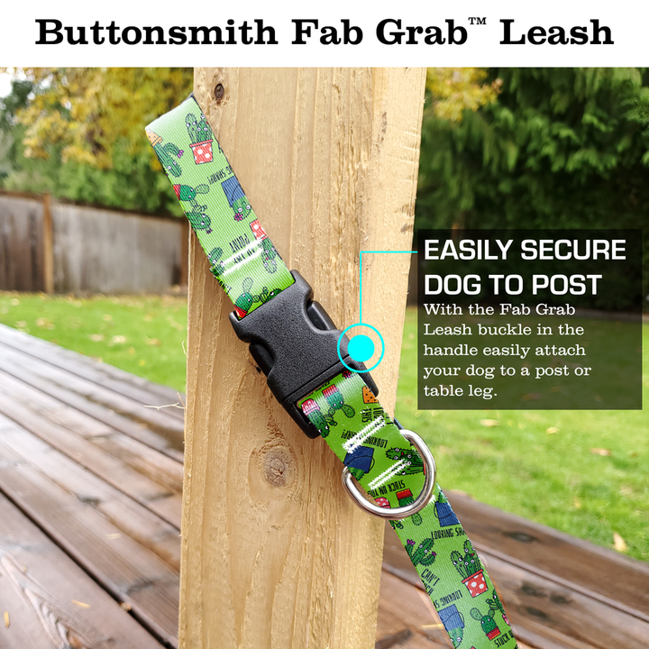 Cutie Cacti Green Fab Grab Leash - Made in USA