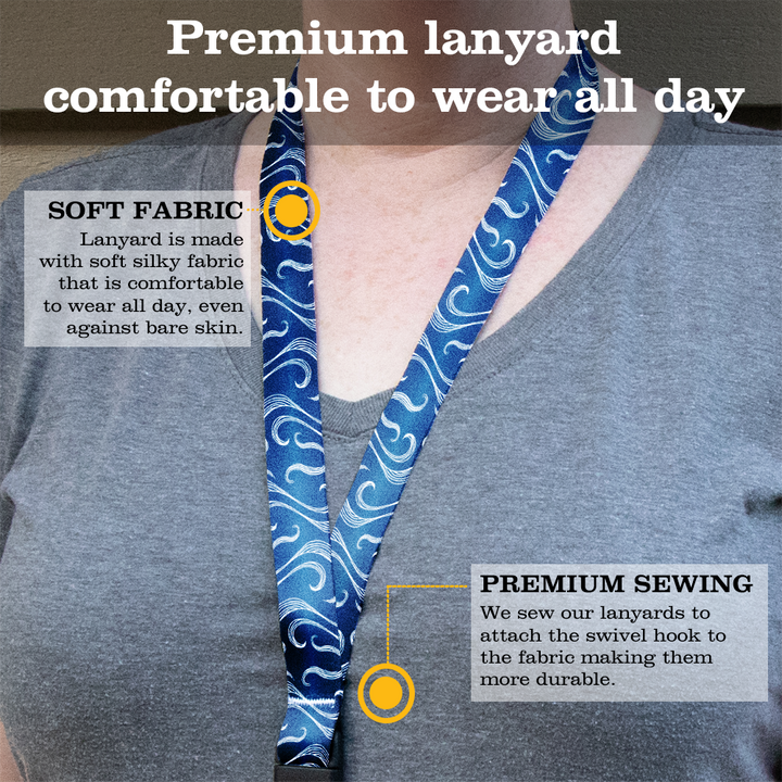 Blue Currents Breakaway Lanyard - with Buckle and Flat Ring - Made in the USA