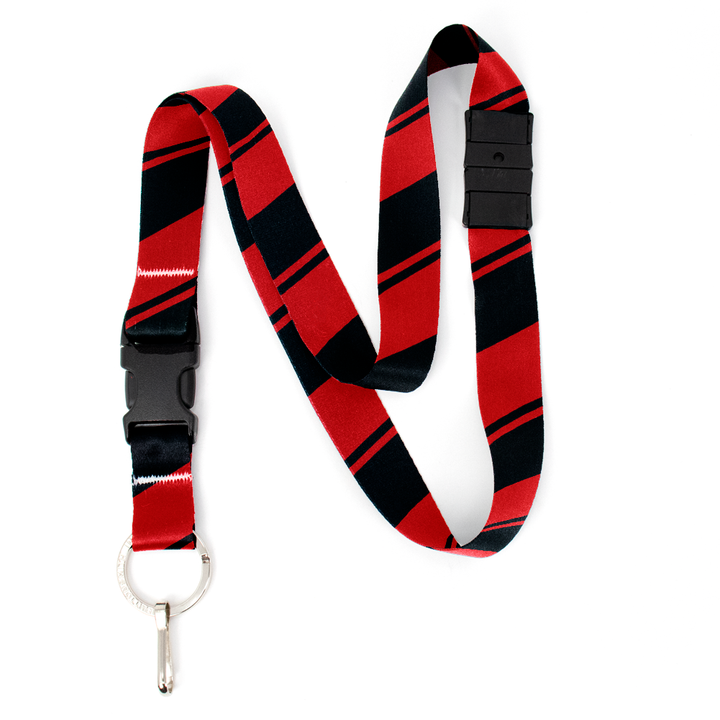 Red Gold Stripes Breakaway Lanyard - with Buckle and Flat Ring - Made in the USA