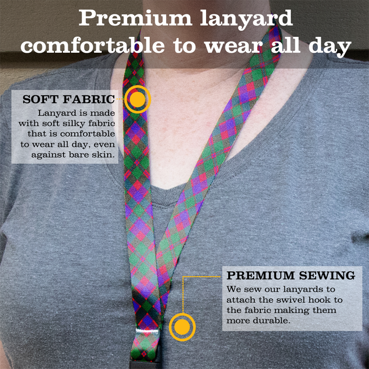 Glasgow Plaid Premium Lanyard - with Buckle and Flat Ring - Made in the USA