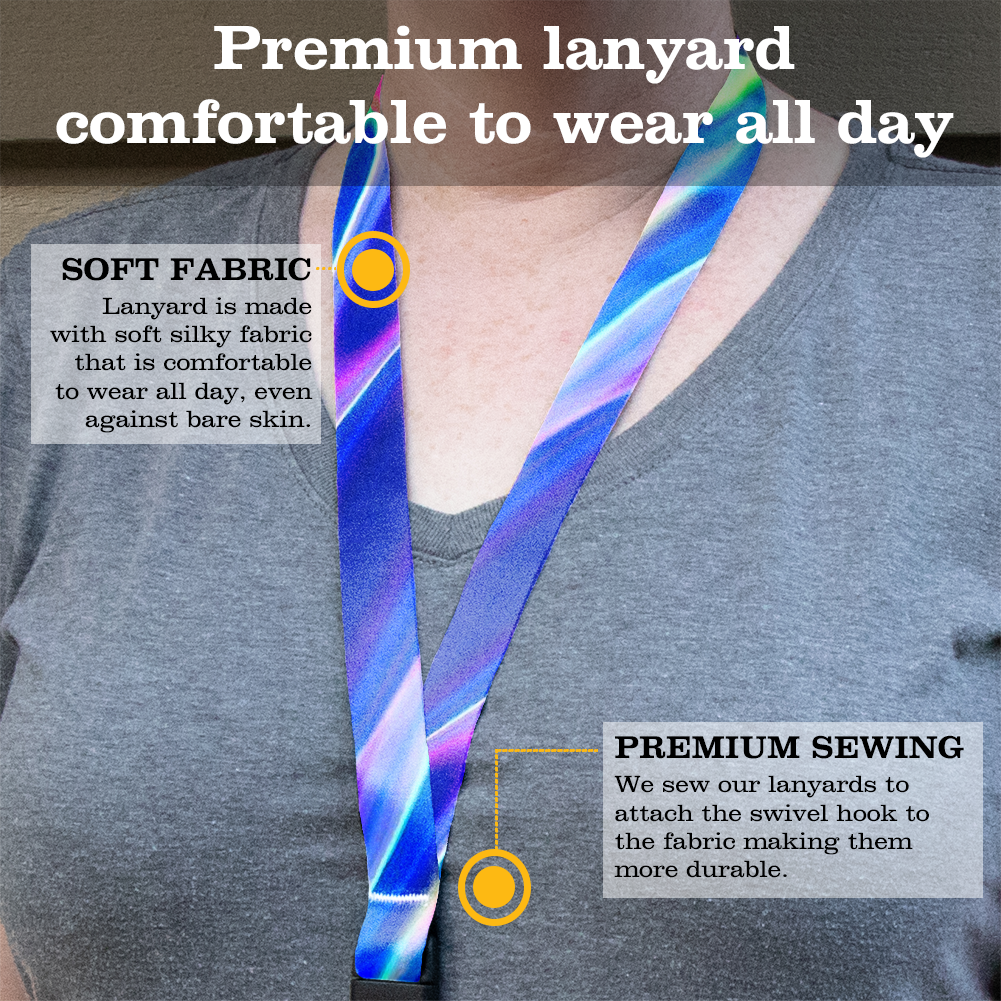 Hologram Breakaway Lanyard - with Buckle and Flat Ring - Made in the USA