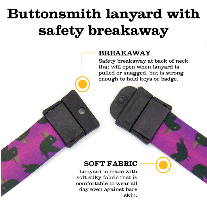 Buttonsmith Purple Crows Halloween Breakaway Lanyard - Made in USA - Buttonsmith Inc.