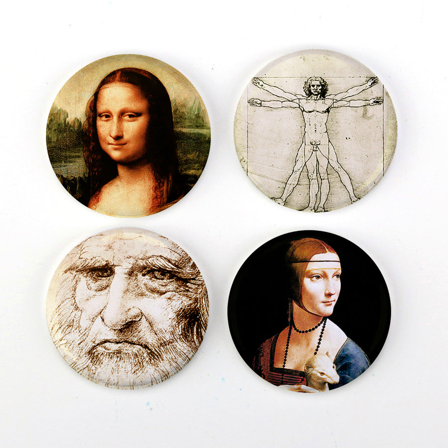 Buttonsmith® Leonardo da Vinci 1.25" Refrigerator Magnet Set Made in USA - Buttonsmith Inc.