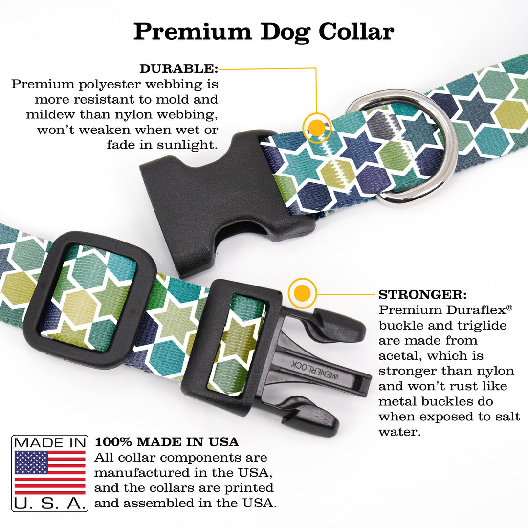 Geometric Stars Dog Collar - Made in USA