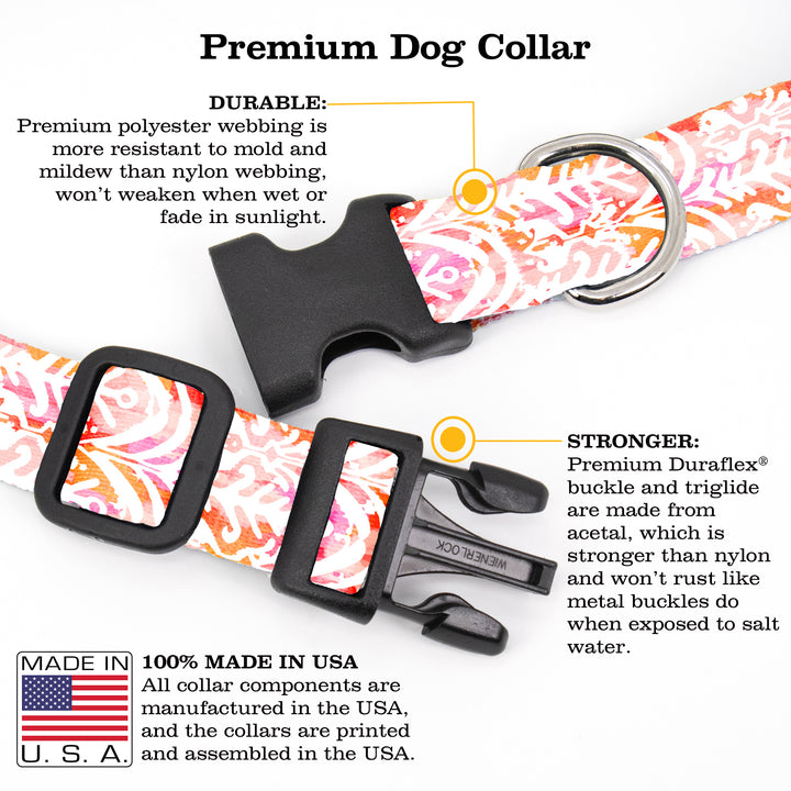 Ikat Rose Dog Collar - Made in USA