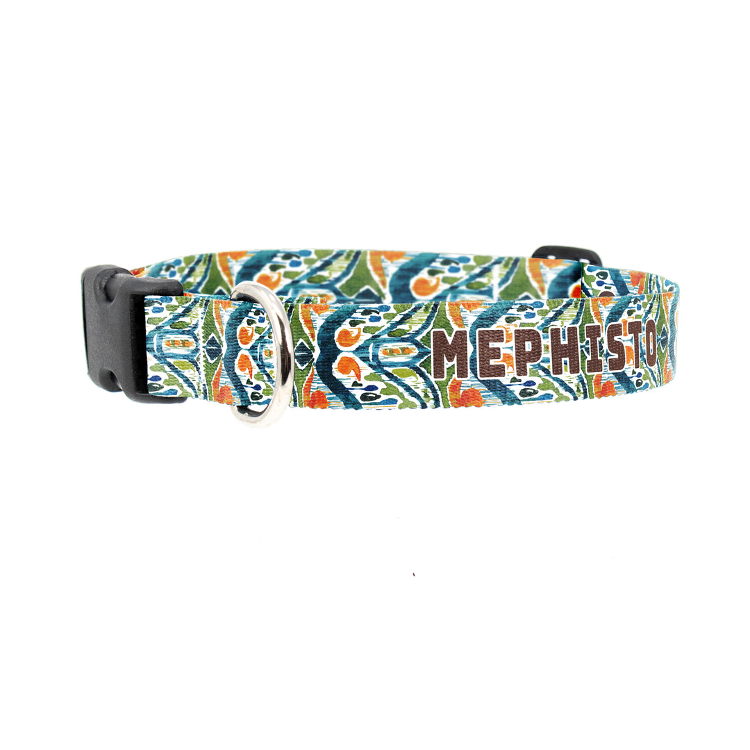 Buttonsmith Ikat Sugarsnap Custom Dog Collar - Made in USA