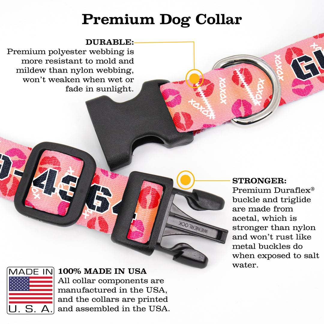 Buttonsmith Kisses Blush Custom Dog Collar - Made in USA