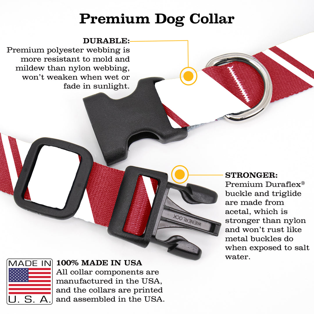 Sporty Red White Dog Collar - Made in USA